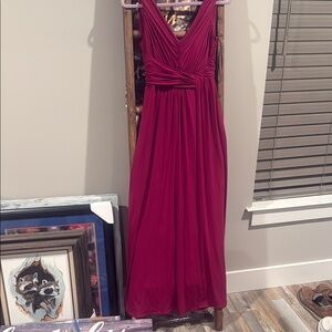 Pink Ruched Wrap Gown for Wedding Guest